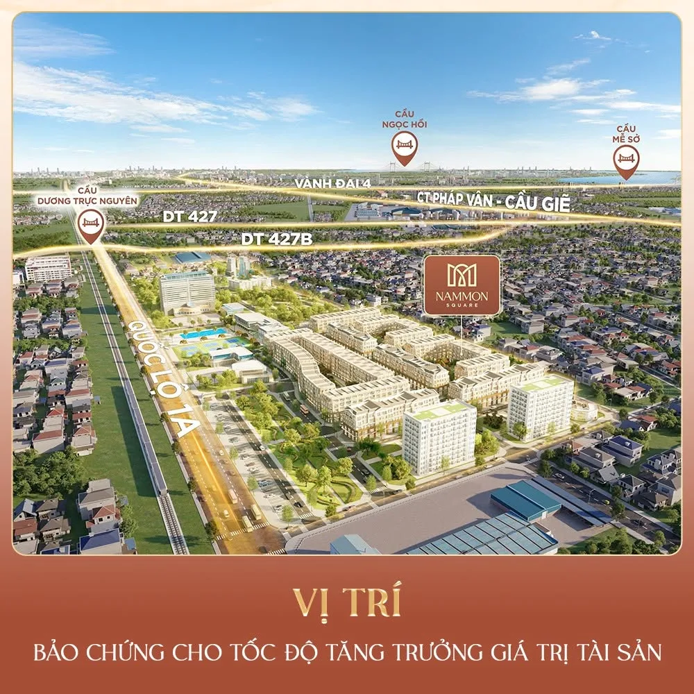 Dãy nhà shophouse mặt đường QL1A dự án Nam Mon Square