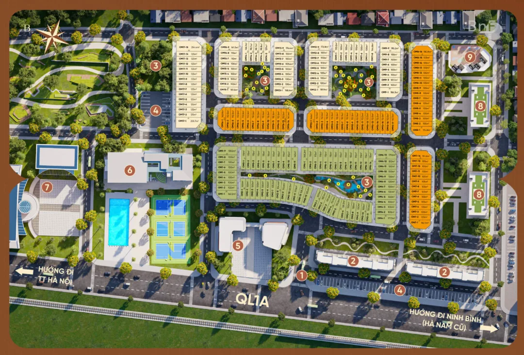 Mặt bằng phân lô chi tiết các dãy nhà tại phân khu Vạn Tín Nammon Square