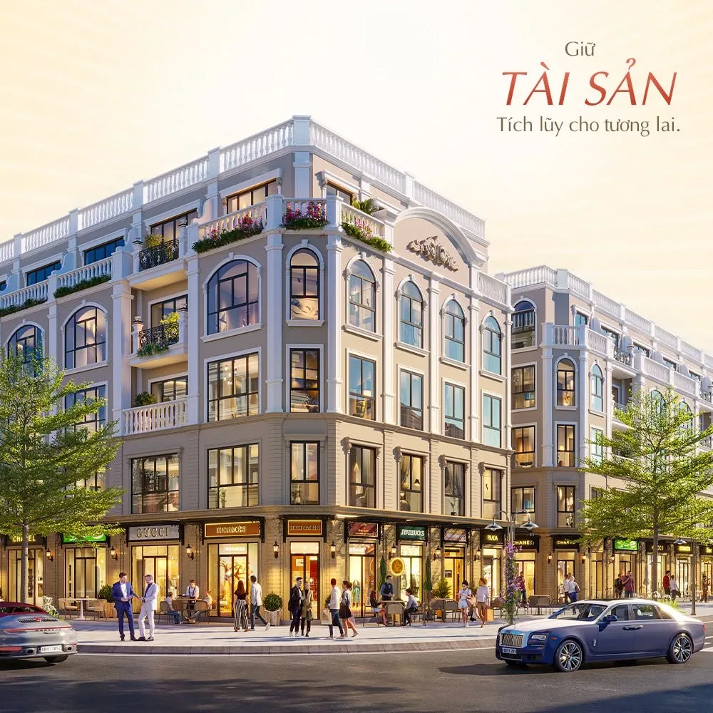 Phối cảnh shophouse Nam Mon Square kinh doanh sầm uất mặt đường 90m